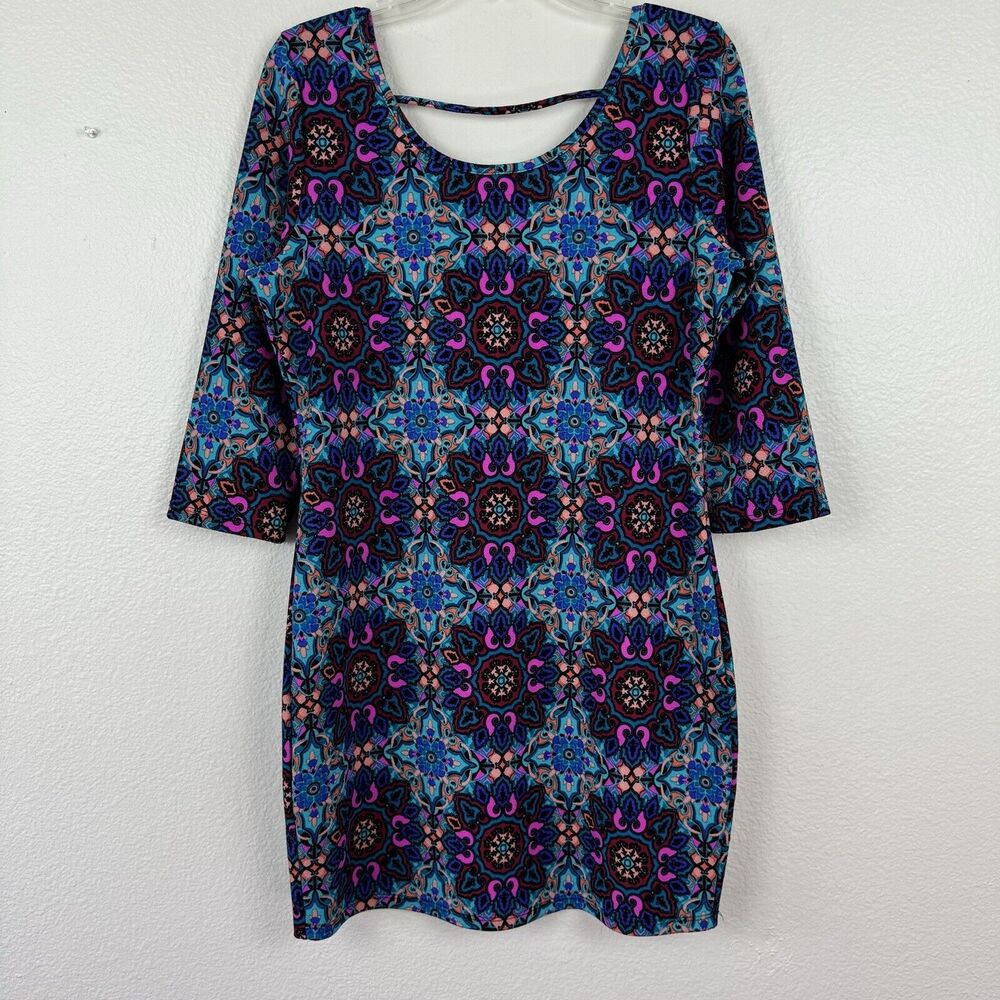 NWT Bella D Trippy Psychedelic Kaleidoscope Print Mini Bodycon Dress XL